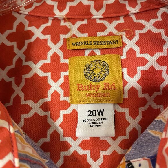 Multicolor Paisley Shirt Women 20W Button Down Non Iron Long Sleeve Boho Vibrant - Picture 3 of 9